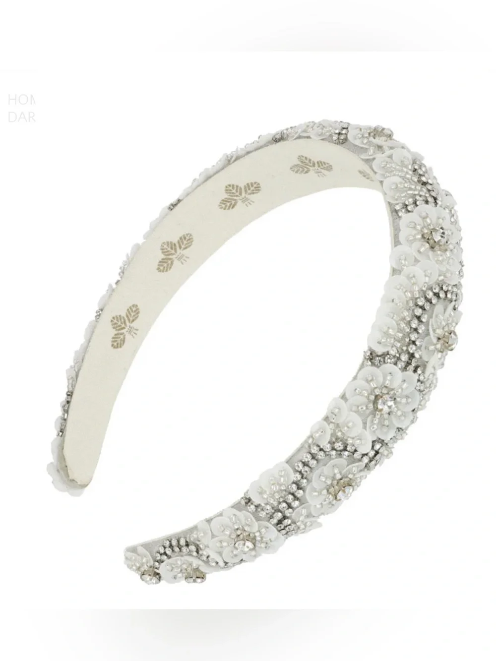 Embellished White Floral Beaded Headband